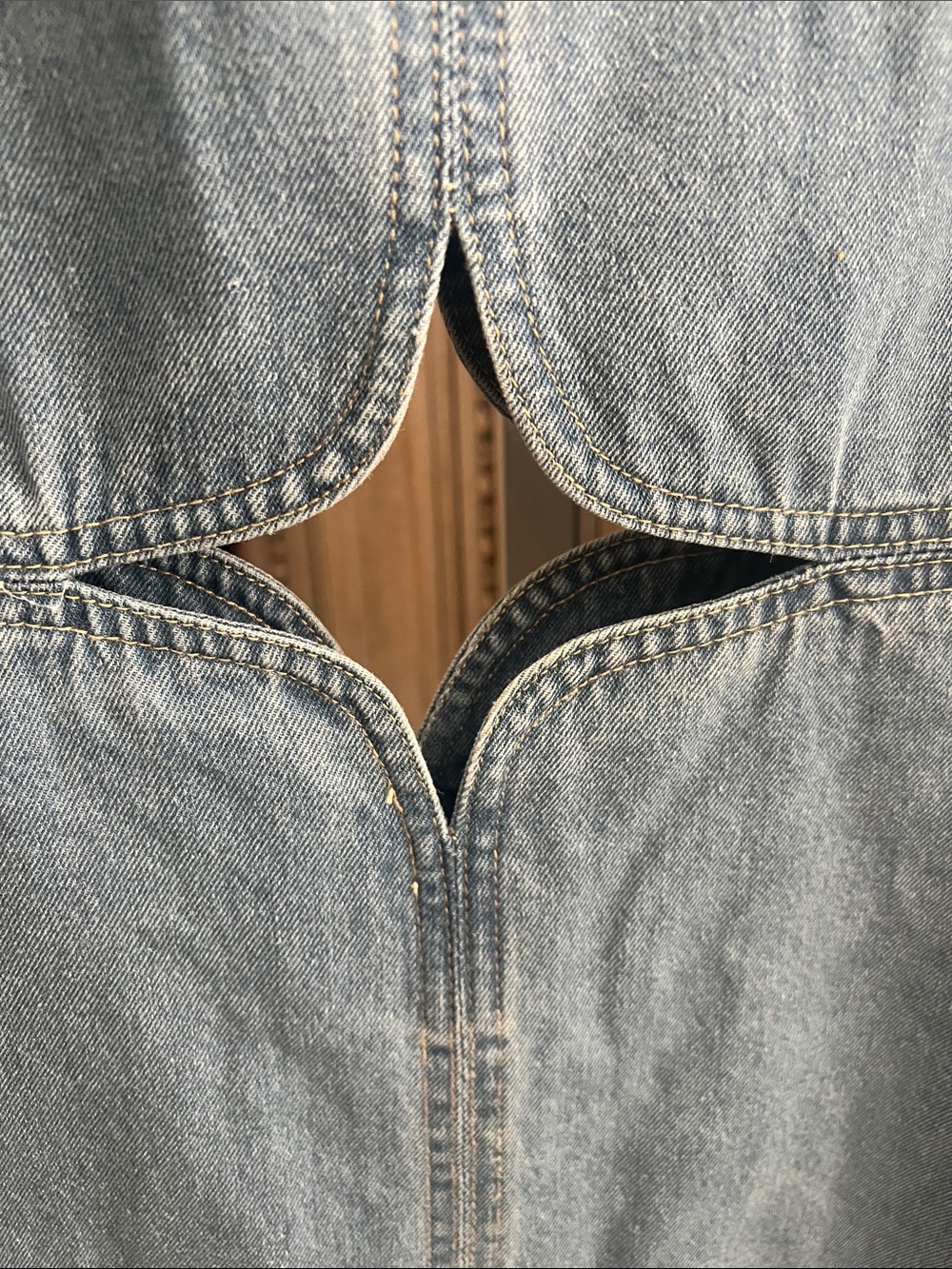 Commense Light Blue Denim Mini Dress with Front Cutout - Picture 2 of 5